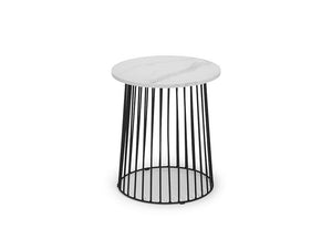 Julian Bowen Broadway White Marble with Black Metal Lamp Table (5644662538406)