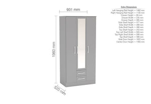 Birlea Lynx High Gloss 3 Door 2 Drawer with Mirror (5600565919910)