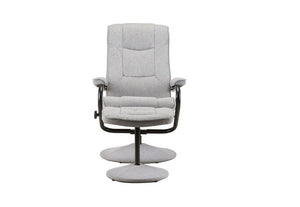 Birlea Memphis Black Grey Tan Faux Leather Swivel Armchair with Footstool (5600679461030)