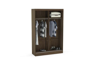 Lynx Walnut & Black Gloss Bedroom Furniture Wardrobe Chest Bedside by Birlea (6771742867630)