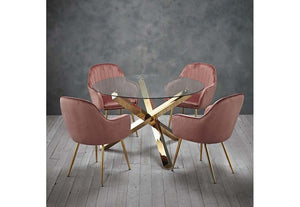 LPD Lara Vintage Pink, Forest Green, Blue,Ochre Yellow w/ Gold Legs Dining Chair (6074487308462)