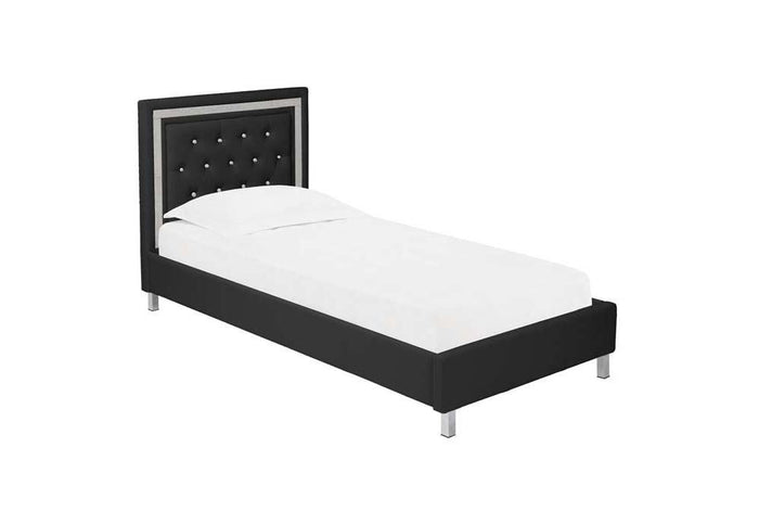 LPD Furniture Crystalle Black & Grey Faux Leather Bed Single Double King Size