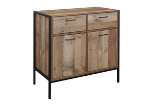 Birlea Urban Rustic Wood Effect with Black Metal Frame 2 Door 2 Drawer Sideboard (5596183003302)