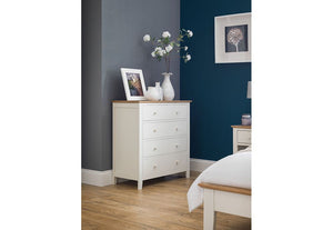 Julian Bowen Salerno Shaker Oak and Oak and Ivory 4 Drawer Chest (5644545556646)