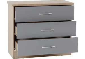 Seconique Nevada Grey, Oyster, Sonoma Oak and White 3 Drawer Chest (5774986772646)