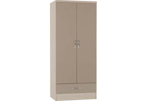 Seconique Nevada Grey, Oyster, Sonoma Oak and White 2 Door 1 Drawer Wardrobe (5762520842406)