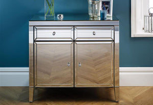 Birlea Valencia Mirrored Bevelled Glass 2 Drawer 2 Door Sideboard (6710371090606)