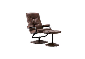 Birlea Memphis Black Grey Tan Faux Leather Swivel Armchair with Footstool (5600679461030)