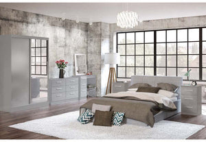 Lynx Grey Gloss Bedroom Furniture Wardrobe Chest Bedside by Birlea (6771306594478)