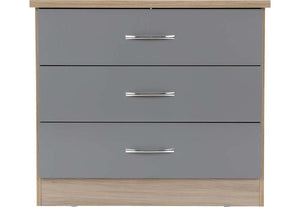 Seconique Nevada Grey, Oyster, Sonoma Oak and White 3 Drawer Chest (5774986772646)
