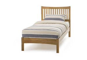 Serene Mya Honey Oak Opal White Hevea Wooden Bed 3FT Small Double 4FT6 5FT 6FT (6677588967598)