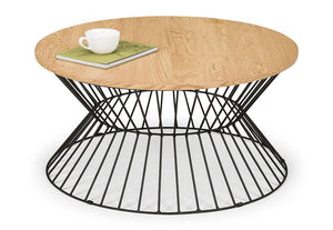 Julian Bowen Jersey Walnut and Oak with Black Metal Base Coffee Table (6542893351086)