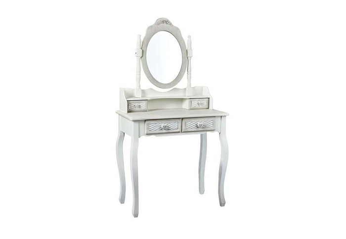 LPD Furniture Brittany White and Grey Shabby Chic Style Dressing Table Mirror