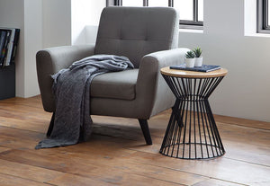 Julian Bowen Jersey Walnut and Oak with Black Metal Lamp Table (6563309355182)