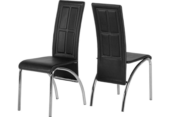 OSD A3 Black Faux Leather Pvc and Chrome High Back Dining Chairs (Set of 2)