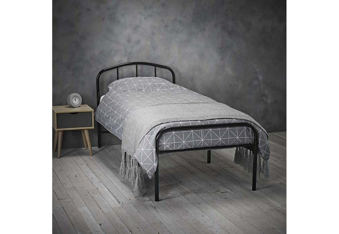 LPD Milton White & Black Metal Bed Frame Single Small Double, Double King Size