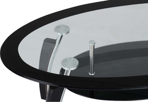 Seconique Elena Clear Glass/Black Border/Black Glass/Silver/Black Coffee Table (5745388486822)