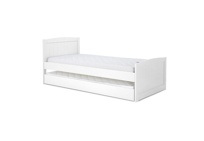 Birlea Beckton Grey White Wooden Bed w/Pull Out Trundle & Comfort Care Mattress