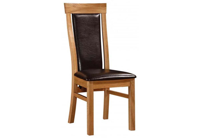 OSD Nazran Solid Oak Natural Brown PU Dining Chair