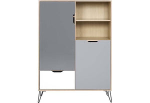 Seconique Bergen Oak Effect with White and Grey Tall Sideboard/Wine Rack (5732314677414)
