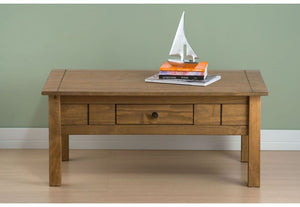 Birlea Santiago Distressed Waxed Finish Solid Pine 1 Drawer Coffee Table (5596158165158)