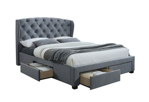 Birlea Hope Grey Velvet 4 Drawer Upholstered Fabric Bed 4FT6 Double and 5FT King (5597387194534)