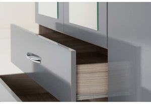 Seconique Nevada Grey, Oyster, Sonoma Oak & White 3 Door 2 Drw Mirrored Wardrobe (6541900710062)