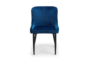 Julian Bowen Luxe Blue and Grey with Black Legs Dining Chair (5634010677414)