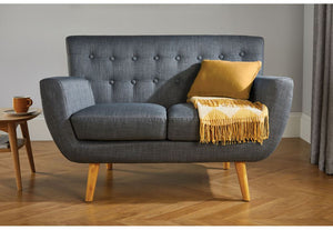 Birlea Loft Grey Buttoned Wing Back 3 Seater 2 Seater Upholstered Fabric Sofa (5600597901478)