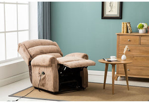 Birlea Manhattan Wheat Polyester Upholstered Fabric Rise and Recliner Chair (5596124184742)