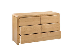 Julian Bowen Curve Waxed Solid Oak 3 Drawer 3 + 2 Drawer 6 Drawer Wide Chest (6570277077166)