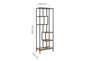 Birlea Urban Rustic Wood Effect with Black Metal Frame Tall Shelving Unit (5596190507174)