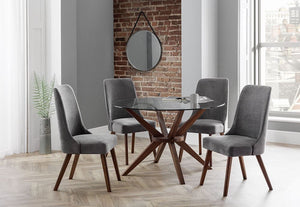 Julian Bowen Chelsea Walnut Round Glass Top Dining Table (5801652322470)