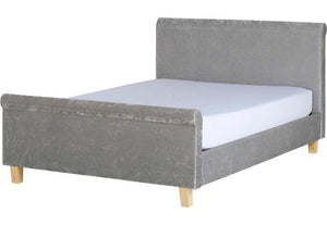 Seconique Shelby Grey Crushed Velvet High Foot End Sleigh Bed 4FT6 Double (5759396708518)