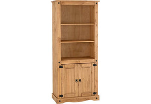 Seconique Corona White and Distressed Waxed Pine 2 Door Display Unit/Bookcase (5769200042150)