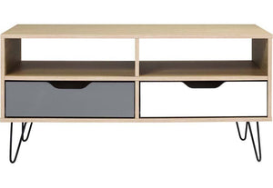 Seconique Bergen Oak Effect with White and Grey 2 Drawer Coffee Table (5732269064358)