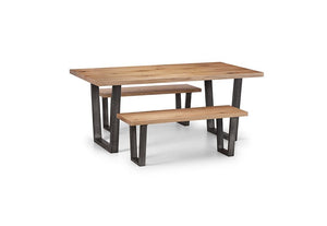 Julian Bowen Brooklyn Rustic Solid Oak & Gunmetal Bench (5801723330726)