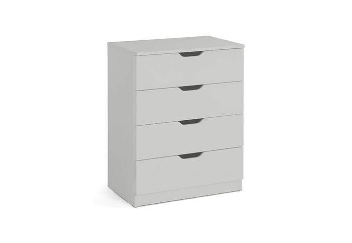 Julian Bowen Pluto Stone White Dove Grey Cut Out Handled 4 Drawer Chest