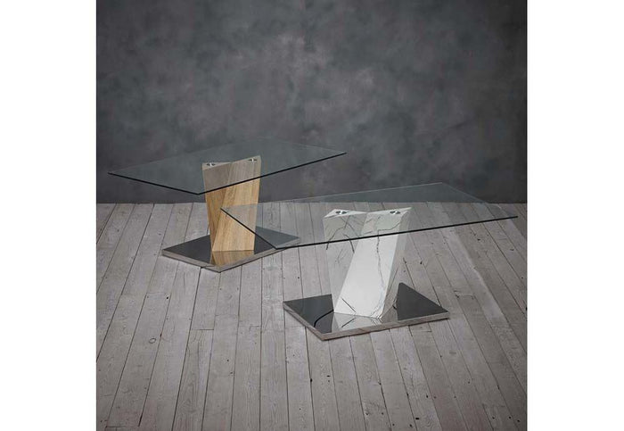 LPD Furniture Alpha Oak and Marble Effect Base Coffee Table
