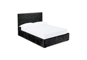LPD Rimini Silver Black Velvet Upholstered Ottoman Bed Single Double King Size (6164265074862)