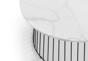 Julian Bowen Broadway White Marble Effect with Black Metal Coffee Table (5644578291878)