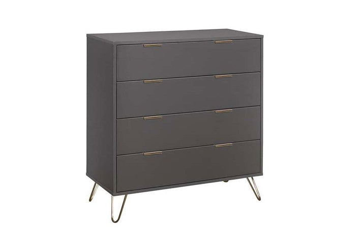 Birlea Arlo Matt Grey with Gold Hair Pin Leg Chest 4 Drawer,5 Drawer & 6 Drawer