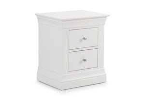 Julian Bowen Clermont White 2 Drw Bedside Table/Nightstand/Bedside Cabinet Chest (5801755639974)