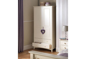 Julian Bowen Cameo Stone White Solid Pine Dove Grey 2 Door 3 Drawer Wardrobe (6570245980334)