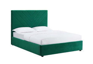 LPD Islington Blue Green & Orange Upholstered Fabric Bed Double King Size (6164079673518)