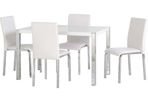 Seconique Charisma Grey White Dining Set Table with 4 Faux Leather Chairs (6187081924782)