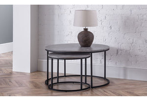 Julian Bowen Staten Concrete Effect with Powder Coated Steel Round Coffee Table (5644626657446)
