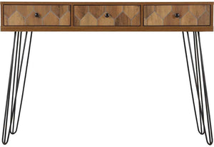 Seconique Ottawa Medium Oak Effect with Black 3 Drawer Console Table (5759183421606)
