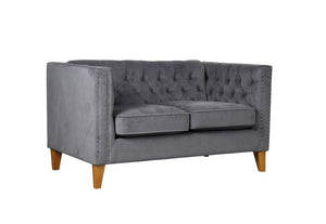 Birlea Florence Grey Velvet Medium Upholstered Sofa & Snuggle Upholstered Chair (5600600555686)