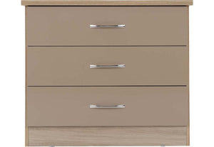 Seconique Nevada Grey, Oyster, Sonoma Oak and White 3 Drawer Chest (5774986772646)